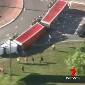 A truck carrying waste from interstate rolled in Acacia Ridge this month, spilling rubbish across the road. 