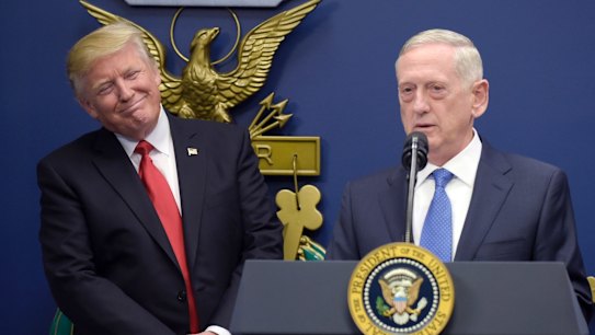 Defence Secretary Jim Mattis, right, is seen as a bulwark against President Donald Trump's potential adventurism.