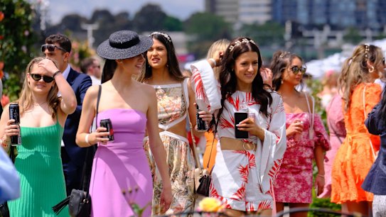 Stakes Day attendees at Flemington Racecourse, Saturday 5 November 2022. 