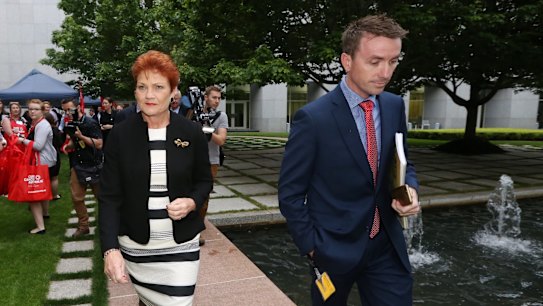 Senator Pauline Hanson and her increasingly powerful chief of staff James Ashby.