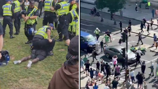 Far-right demonstrations have descended into riots across the UK, with several police officers taken to hospital and more than 80 people have been arrested in the latest wave of unrest.