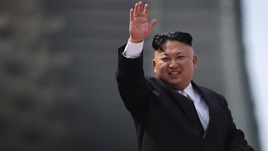 North Korean leader Kim Jong-un at a military parade on Saturday.