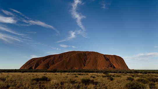 Photograph of Uluru in the Northern Territory . Photographed Sunday 26th May 2019. Photograph by James Brickwood. SMH NEWS 190526. Ayers Rock. The Rock. 