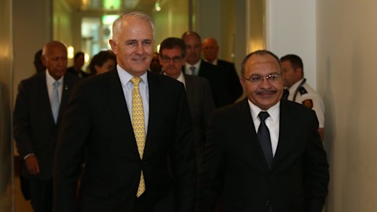 Prime Minister Malcolm Turnbull with PNG counterpart Peter O'Neill last year at Parliament House in Canberra.