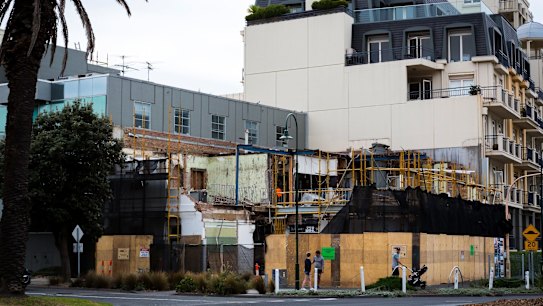 The London Hotel, which is being demolished, last week. 