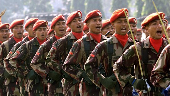 Indonesian special forces (Kopassus) soldiers.