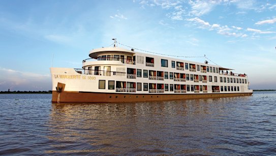 Floating accommodation: The ship La Marguerite on the Mekong River.