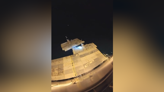 The 500m long pier was utilised by USNS Bob Hope to unload military vehicles, equipment containers and personnel.