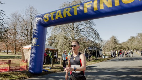 Jared Tallent finished third in the Lake Burley Griffin walking carnival.