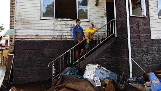 South Lismore residents Adam and Naomi McGowen lost everything from the flood.