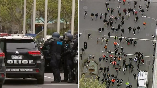 A major police operation is underway as tradies march for a third day in protest of COVID-19 rules.