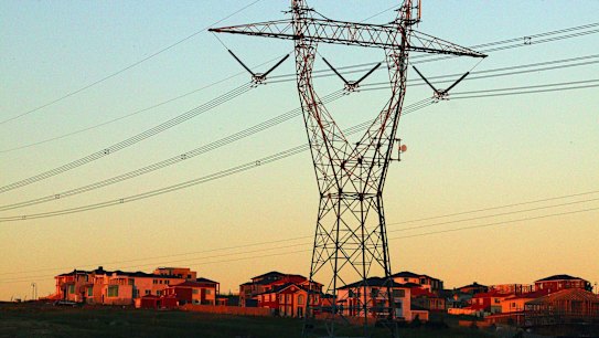 Power lines in Melbourne's north east suburbs.