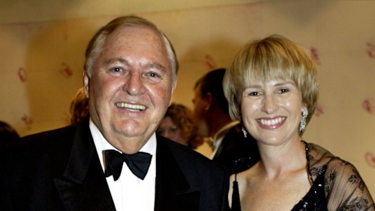 Alan Bond and second wife Diana Bliss at the America's Cup 20th anniversary ball at the Hyatt Hotel.  