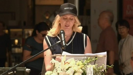 At a rally in Perth, Ariel Bombara has revealed new details about the day her father killed two women.