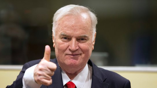 The UN war crimes tribunal convicted Ratko Mladic, seen here entering the court room on Wednesday, of war crimes, genocide and the slaughter of Bosnian Muslims during the break-up of Yugoslavia. 