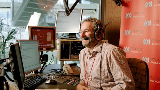 774 morning radio host Jon Faine in the ABC studio. 