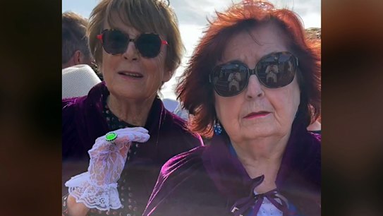 Margaret Cheah on left from Winston Hills with friend Judy Scott of North Carlingford waited hours to see the King and Queen.