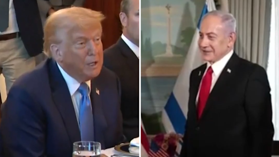 Israeli Prime Minister Benjamin Netanyahu has told Donald Trump he's nominated him for the Nobel Peace Prize, as the two leaders met inside the White House. 