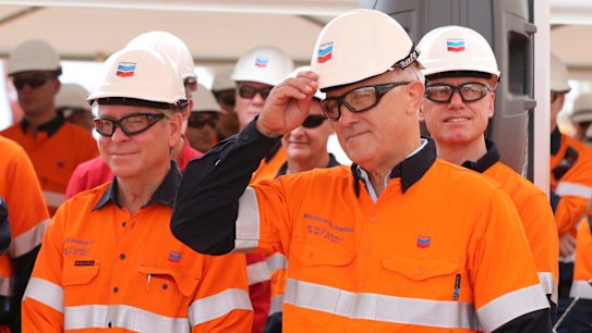 Tip of the hat: Malcolm Turnbull joined WA Premier Colin Barnett on Barrow Island in Western Australia last year.