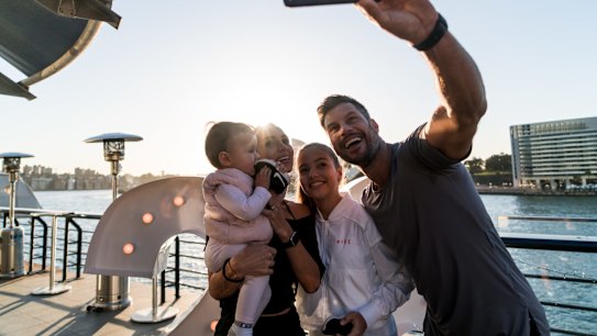 Social Seen: Sam Wood at the launch of his new updated fitness app, 28, overlooking Sydney Harbour on Wednesday, July 25, 2018.