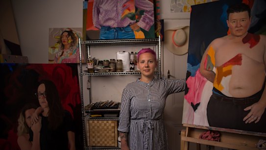 Kim Leutwyler, in her Redfern studio, is hopeful the art industry will improve.