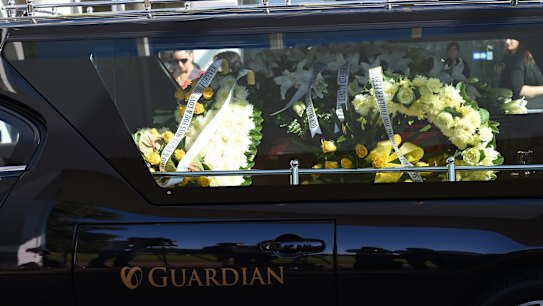The coffin of Bali nine ringleader and drug smuggler Andrew Chan arrives at Hillsong Church Sydney.