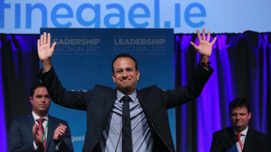 Leo Varadkar celebrates as he is named as Ireland's next prime minister.