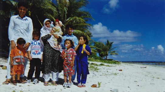Mr Baqiri and his family on Nauru.