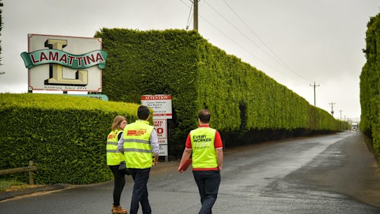 National Union of Workers execute a court-ordered raid at Lamattina farms on the Mornington Peninsula.