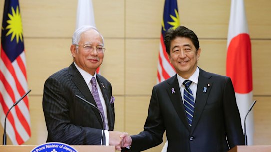 Malaysian Prime Minister Najib Razak with his Japanese counterpart, Shinzo Abe, earlier this week.