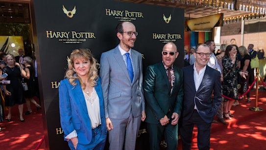 Sonia Friedman (Producer), Jack Thorne (Playwright), John Tiffany (Director) and Colin Callender (Producer) at the opening of 'Harry Potter and the Cursed Child' at Melbourne's Princess Theatre.