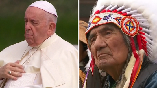 The Pope has travelled to Canada to apologise to Indigenous Canadians for the church's role in a government-funded residential school system.