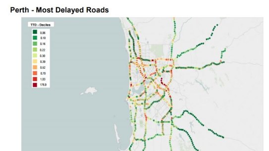 Perth's most delayed routes. 