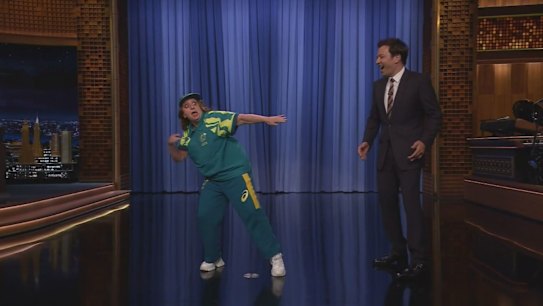 US talk show host Jimmy Fallon has paid cheeky tribute to viral breakdancing sensation Raygun.
