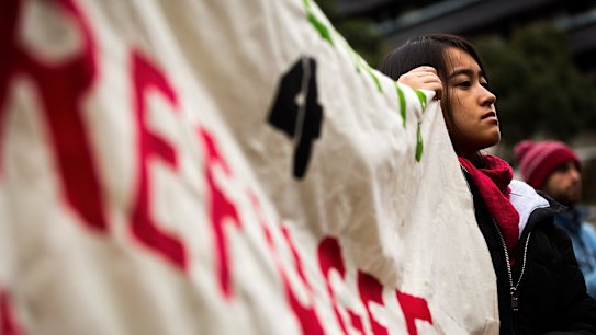 Just for effect? People rallied at the 'Close Manus, Close Nauru, Bring Them Here!' rally ahead of World Refugee Day on June 18, 2016. 