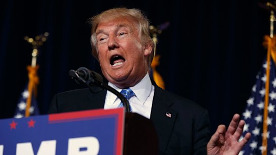 Republican presidential candidate Donald Trump delivers an immigration policy speech.