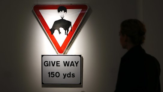 A Banksy original on show in Munich.