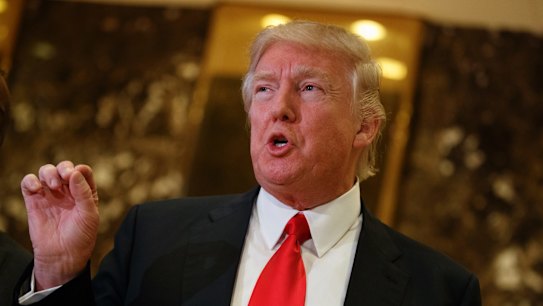 Donald Trump in the lobby of Trump Tower.