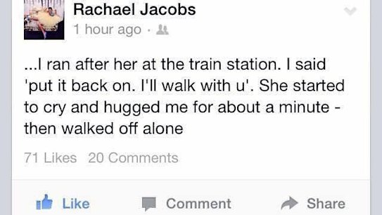 The message posted on Rachael Jacobs' Facebook page.