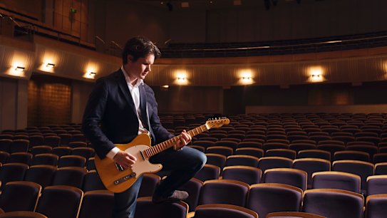 Rock star scientist: Professor of quantum physics David Reilly checks the sound in the City Recital Hall.