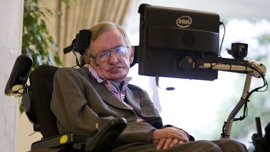 Stephen Hawking at a press conference last year to announce new communication technology.