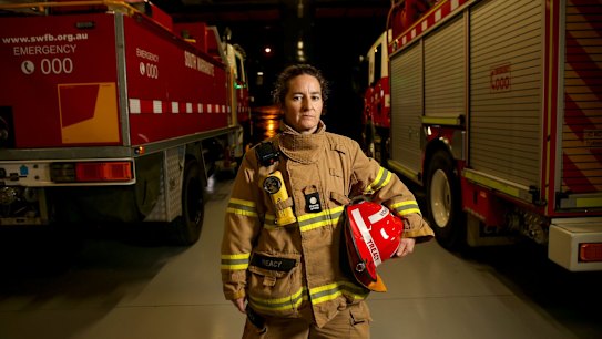 Firefighter Paula Treacy at the South Warrandyte CFA station.