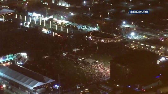 The scene outside the Mandalay Bay Casino. 