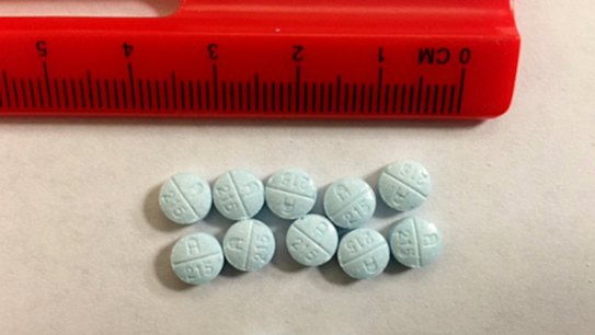 Fake Oxycodone pills that are actually Fentanyl. Street fentanyl is increasingly dangerous to users, with thousands of deaths in recent years blamed on the man-made opioid.