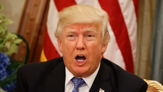 US President Donald Trump during a bilateral meeting with Kuwait's Emir Shaikh Sabah Al Ahmad Al Sabah on Sunday.