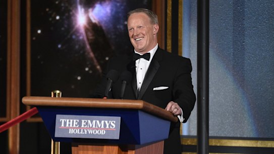 Sean Spicer speaks at the 69th Primetime Emmy Awards.