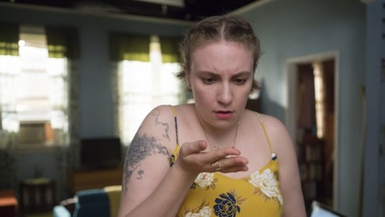 Lena Dunham and her character Hannah Horvath in Girls.