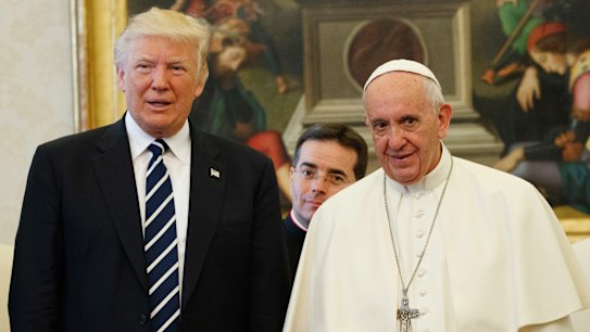 US President Donald Trump and Pope Francis at the Vatican in May.