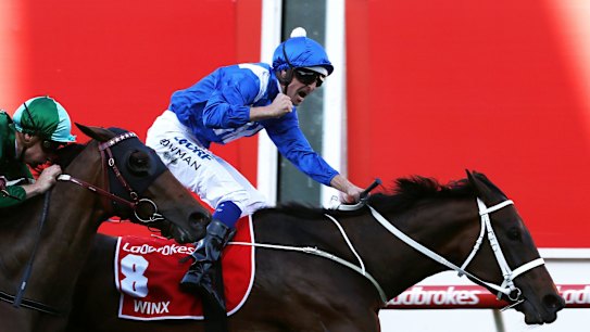 The moment: Winx wins the Cox Plate.