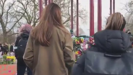 The Duchess joined tearful mourners in paying tribute to the murdered young woman.